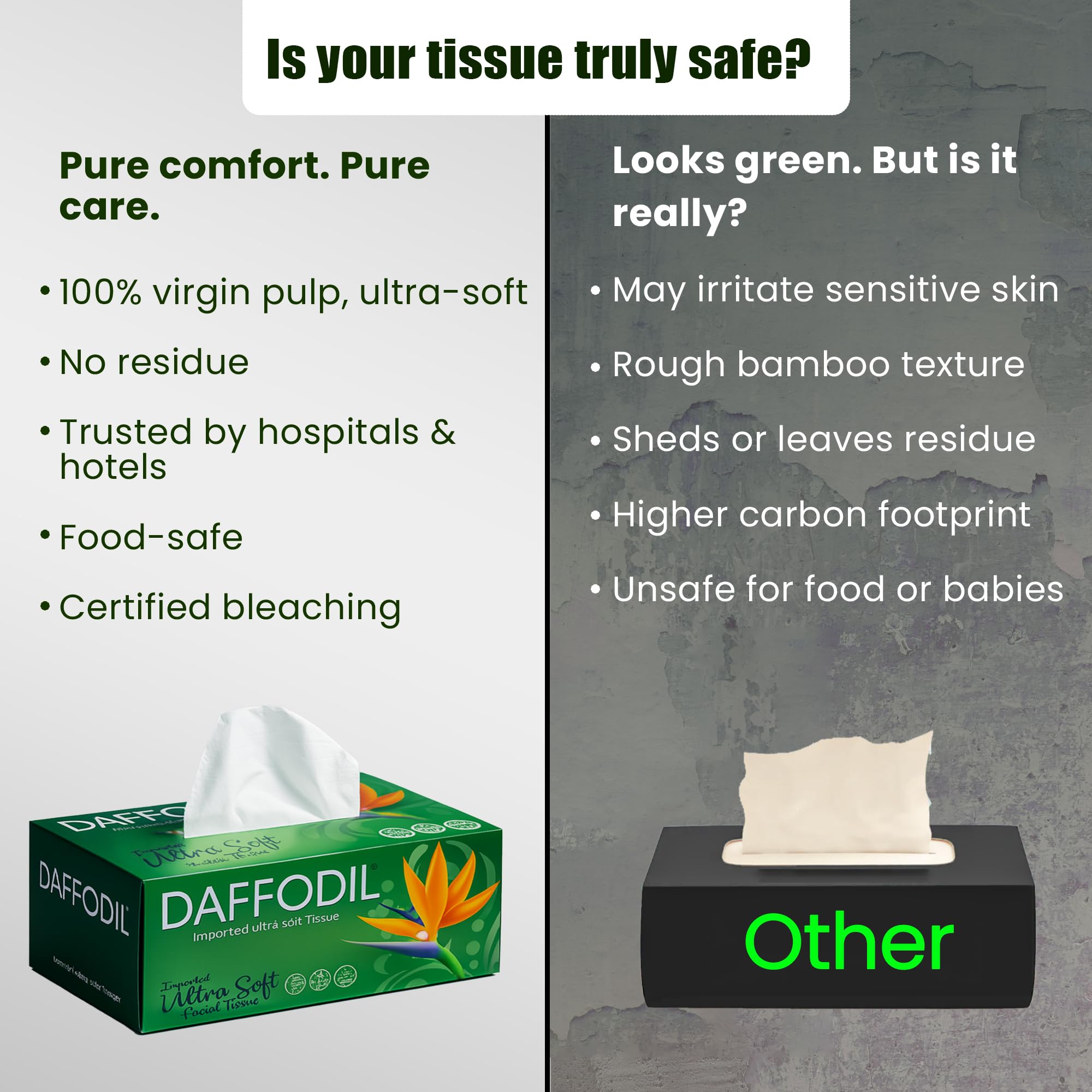 DAFFODIL 2Ply Facial Tissue Carton – Pack of 3 Boxes (200 Pulls/Box Total 600 Pulls, 1200 Sheets) Soft and Durable Tissue Papers,Convenient for Home or Car Use - Image 7 thumbnail