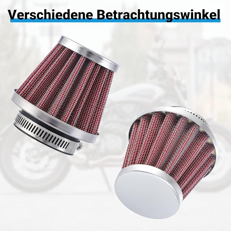 CarBole Univerzális Motorkerékpár Légszűrő 38-40mm - Piros Sportszűrő Robogókhoz, ATV-hez, Mopedhez, Duplarétegű Acél Kialakítással