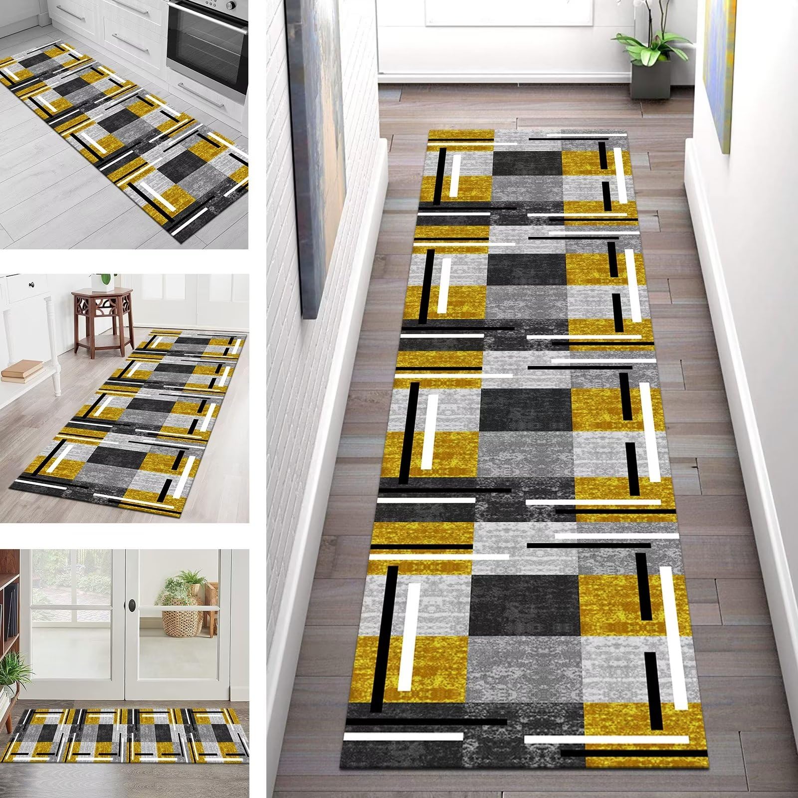 Tappeto Passatoia per Corridoio Antiscivolo Tappeto Cucina Lavabile Viola Modello Astratto 120X300CM Tappeti Runner Soggiorno Tappetino zerbino al metro Si pulisce con il mocio è Antisfilo tappeti