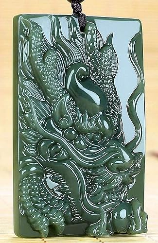 Miniatura 4 de Amuleto colgante de nefrita de jade verde hetiano natural tallado Fengshui zodiaco dragón bestia, Jade, no conocido