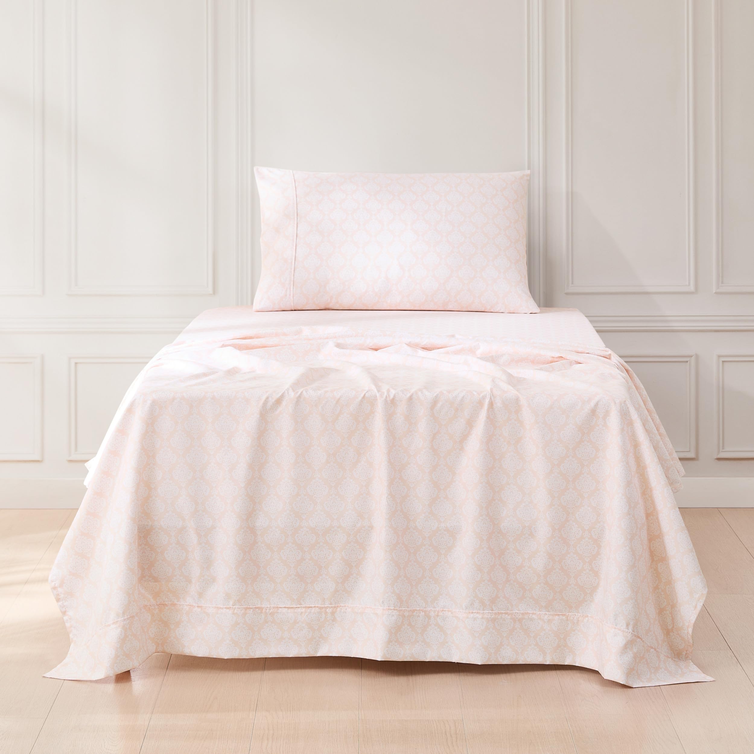 Draps roses style traditionnel au tissage damassé haut de gamme