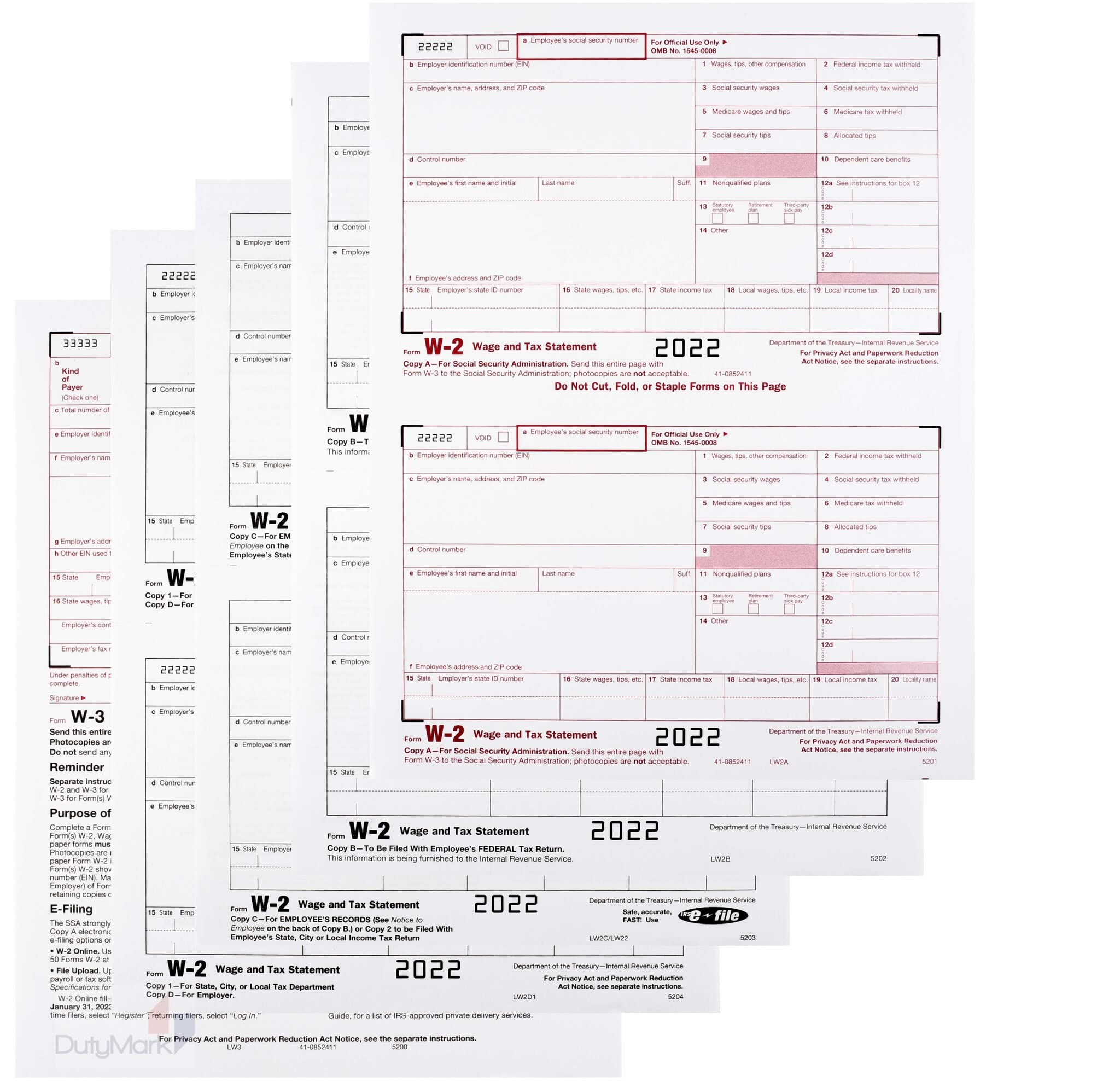 Amazon.com : W2 Tax Forms for 2022 4 Part Tax Forms, and W-3 Transmittal. -  IRS-Compatible W2 Forms for 25 Employees, Great for QuickBooks and  Accounting Software, All W-2 Forms in Value