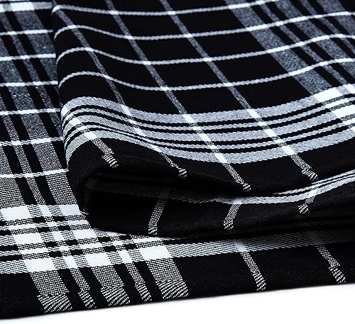 Miniatura 6 de Encasa - Juego de 4 paños de cocina de algodón a cuadros negros sin rizo, platos de secado rápido, suaves y absorbentes, toallas de mano