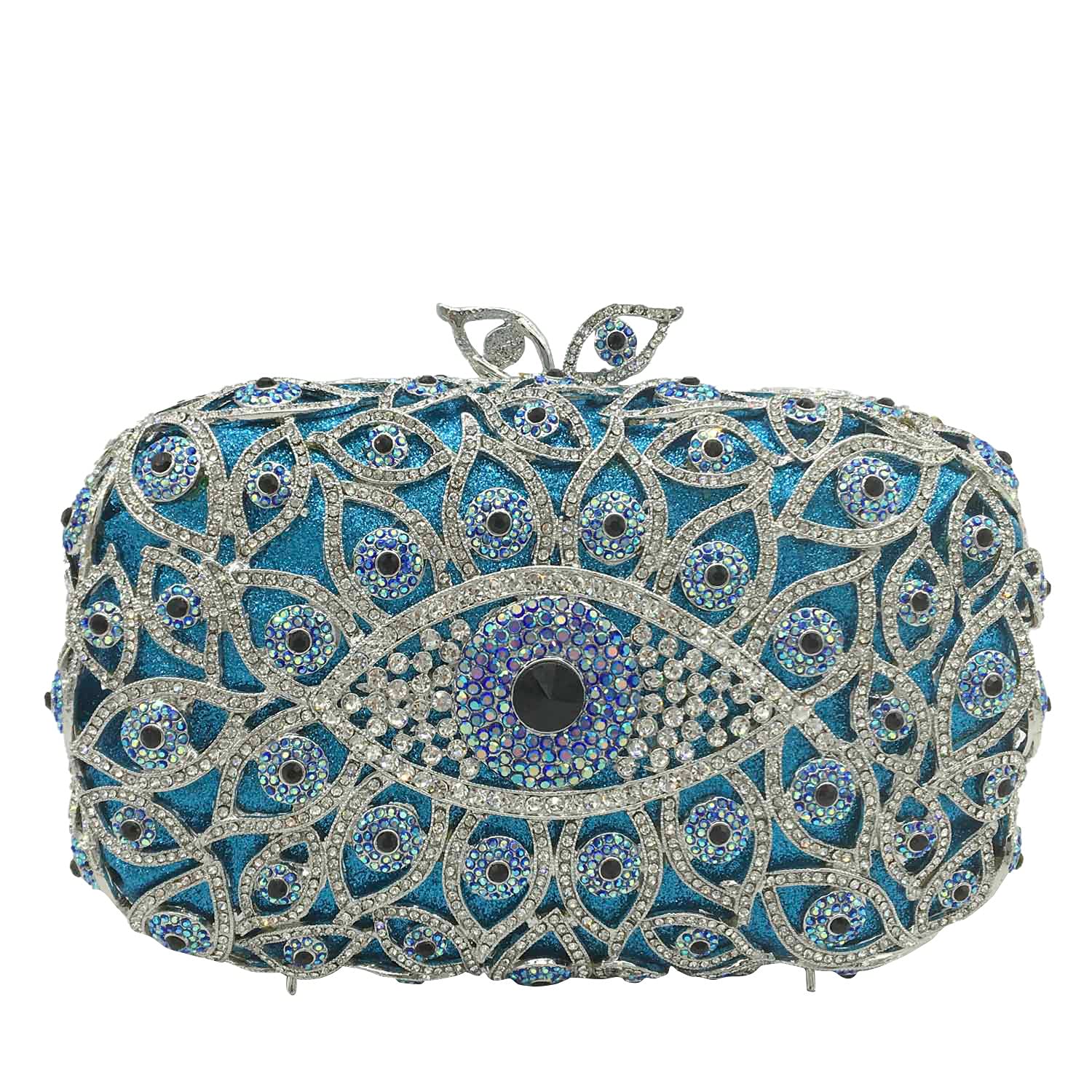 Boutique De FGG Evil Eye Clutch Purse for Women Glitter Evening Bags Crystal Clutch Party Dinner Rhinestone Handbag,Mini