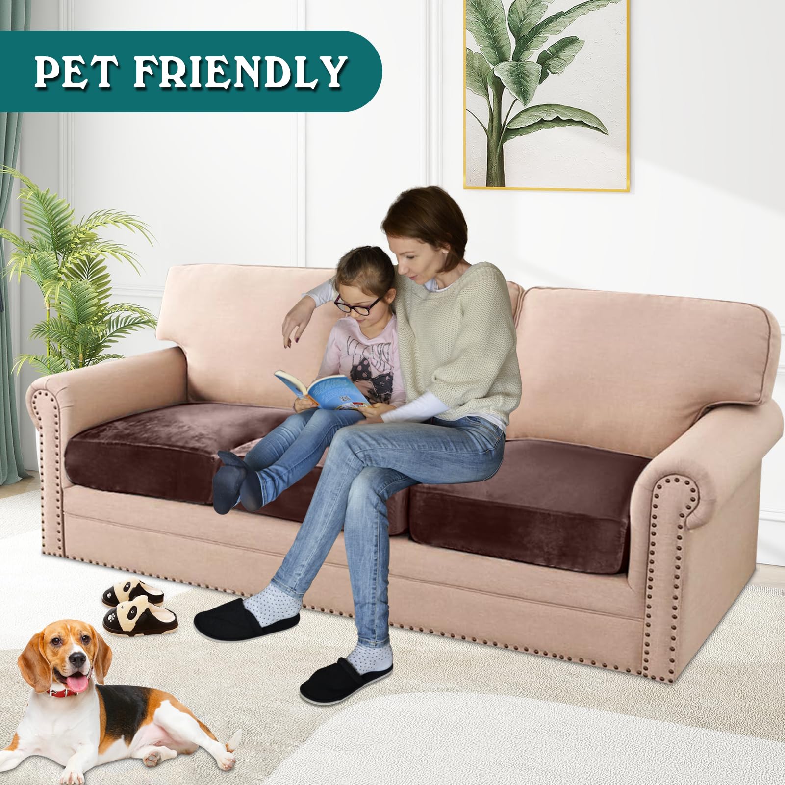 BXFUL Stretch Velvet Sofa Seat Cushion Cover, Removable Sofa Couch Covers with Elastic Bottom - Image 4