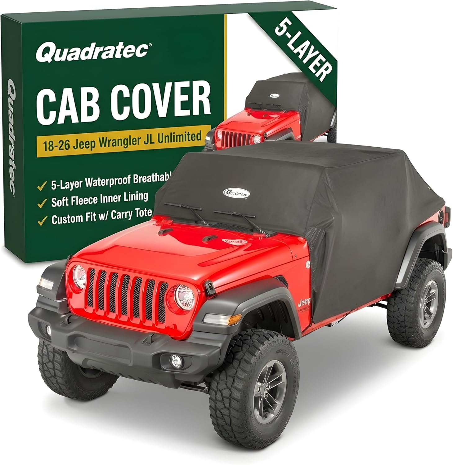 Quadratec Softbond 5-Layer Cab Cover - Fits Jeep Wrangler JLU 4-Door 2018-2026 - Jeep Cover Jeep Wrangler Cover Jeep Wrangler Rain Cover Jeep Rain Cover 4 Door - Includes Storage Tote