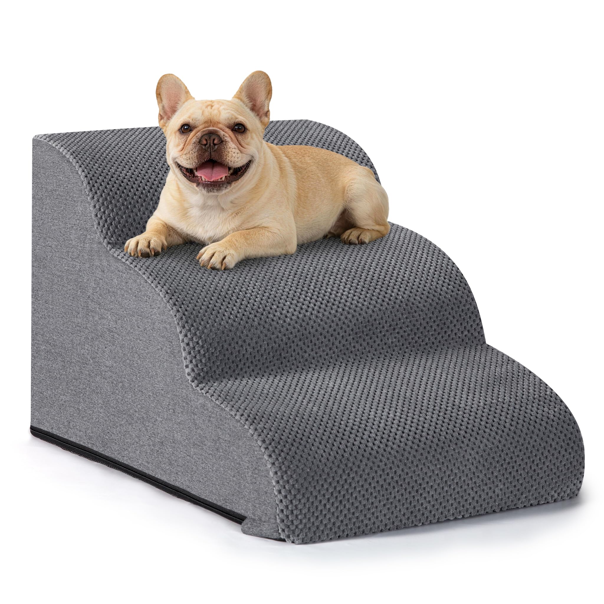 Aodisman Dog Ramp and Stairs, 3-Step Grey