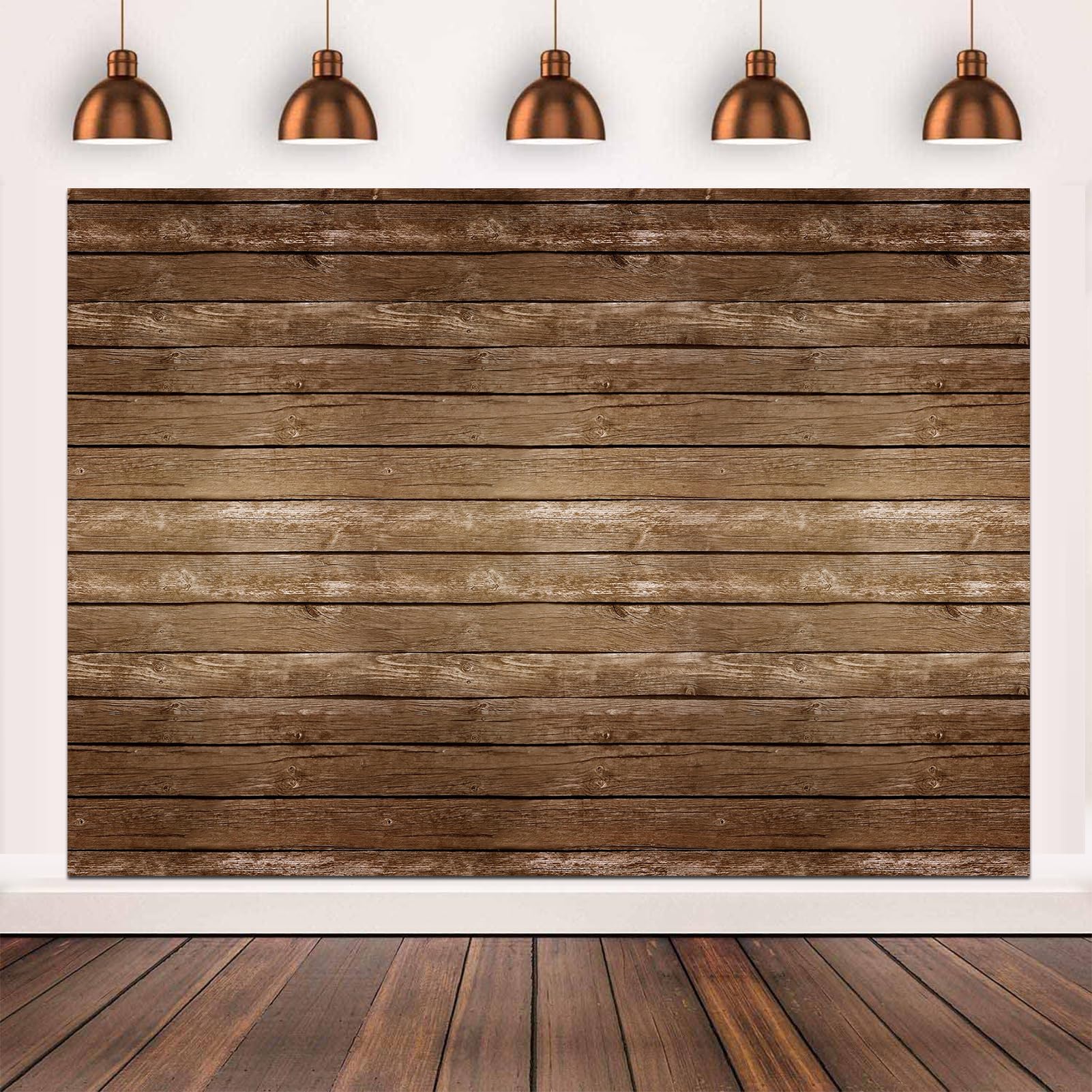ADOFUN Rustic Wood Wall Backdrop 8x6FT Natural Brown Wooden Plank Photography Background Birthday Baby Shower Party Cake Table Decorations Banner Backdrops Photo Booth Prop Polyester Fabric