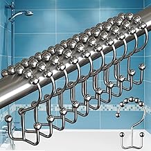 BigFoot Shower Curtain Hooks, Stainless Steel, Rust Resistant, Easy Installation & Smooth Glide, Fits Standard Shower Rods, 2 Hook Rings Hold Liners & Curtains, 12 Pieces, Nickel Color