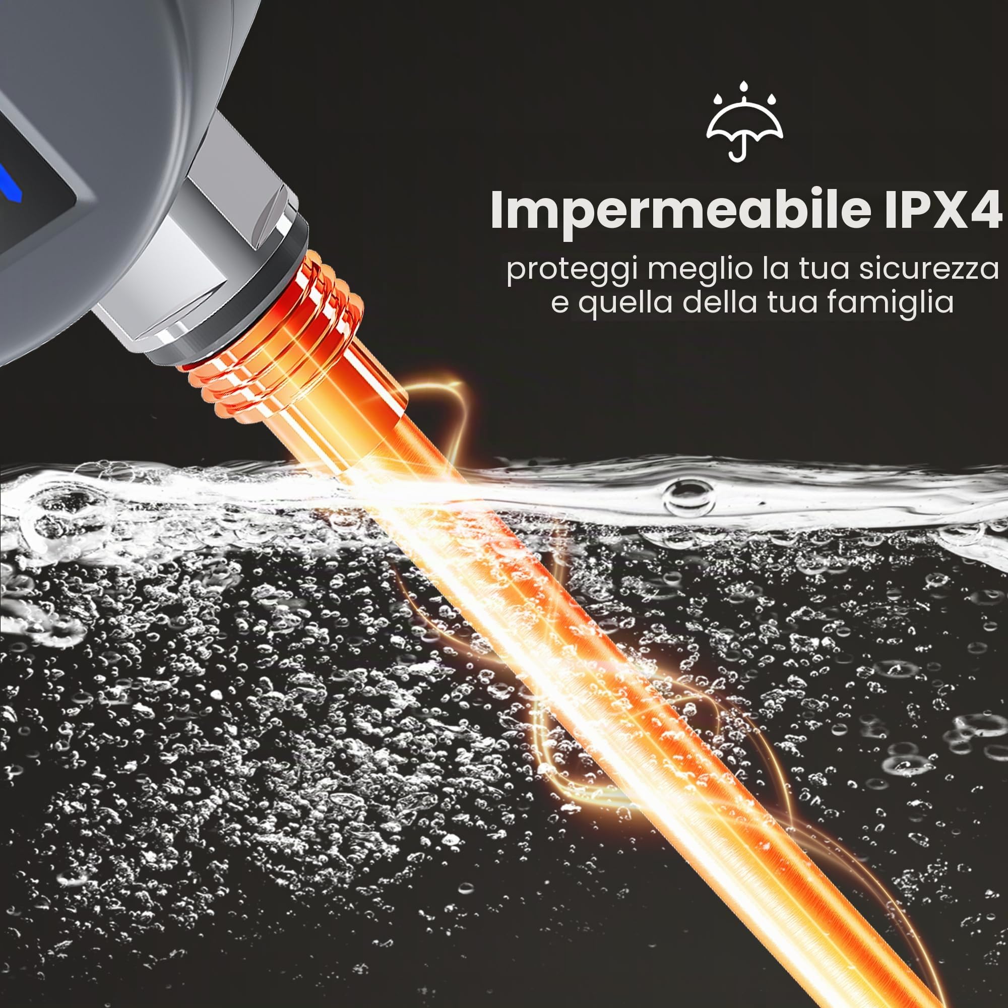 SONNI Barra riscaldante con termostato da 800 W, antracite, asta elettrica per termosifoni da bagno, elemento riscaldante per riscaldamento, tubo di riscaldamento in acciaio inox con regolatore di