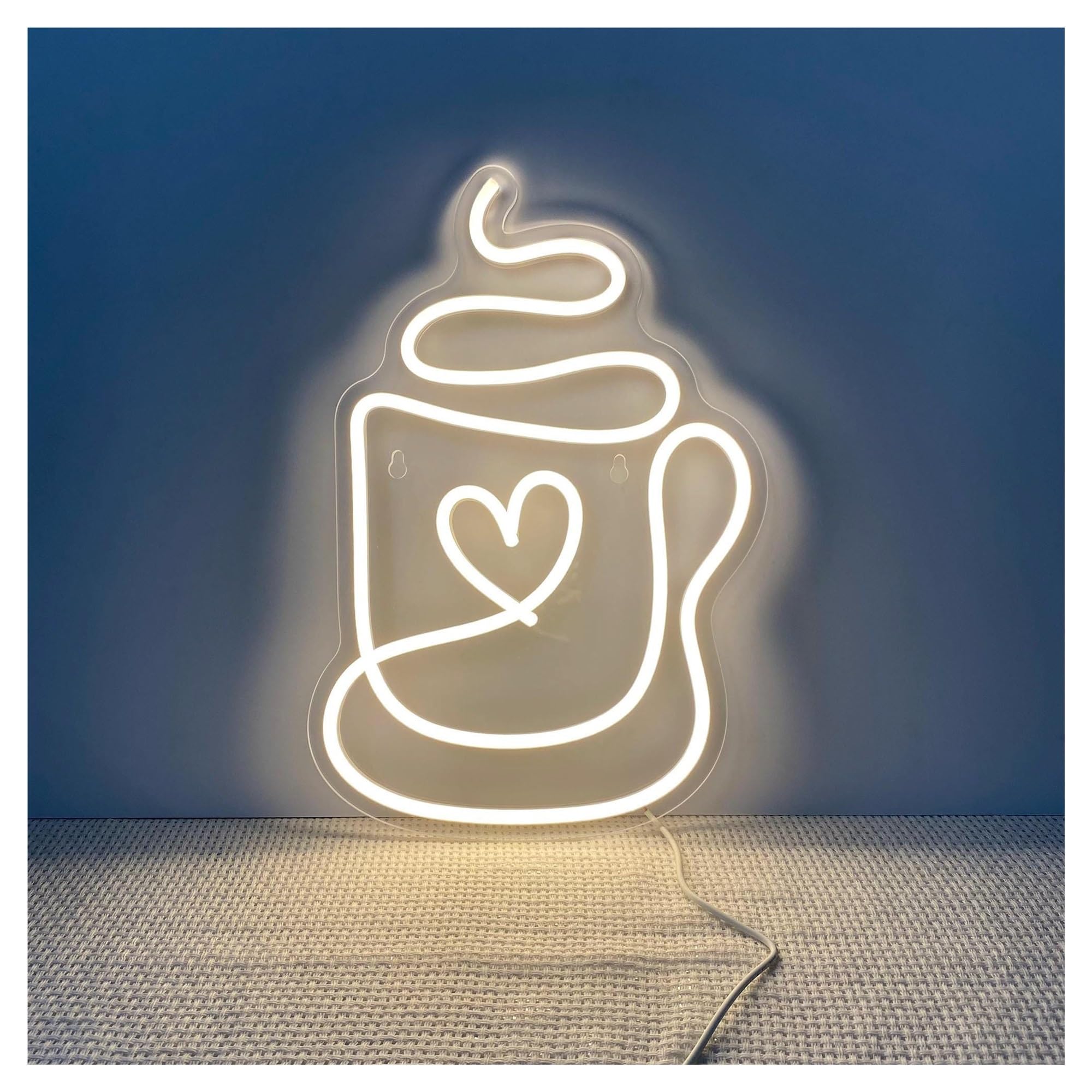RONGCH Hanging Art Neon Signs Coffee Cup Neon Sign, Suitable for Cafe Bar Decor with Brightness Adjustable 26cmx40cm
