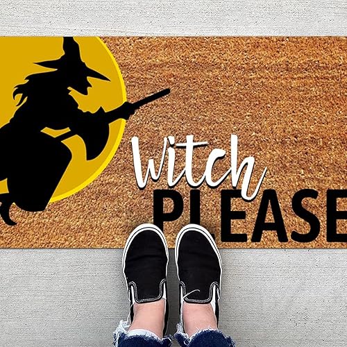 Miniatura 4 de Alfombra de entrada de Halloween para el interior de la casa, 23.6 x 15.7 pulgadas, divertida alfombra de goma de bruja de Halloween, calabaza