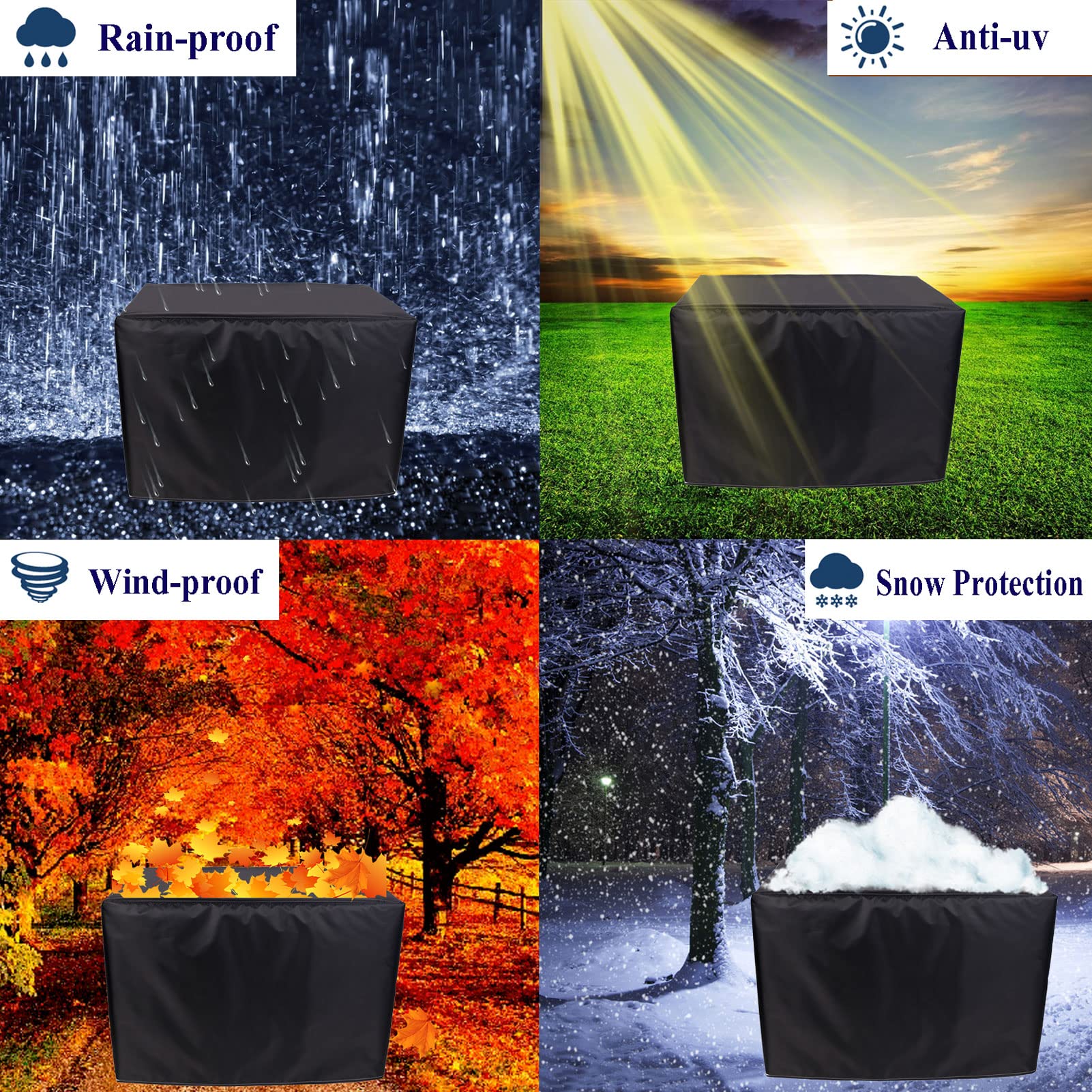 Terrassenmöbel-Abdeckung 289x188x71 Cm – Wasserdicht, Aus Robustem 600D Oxford, Für Tisch & Stühle Im Winter