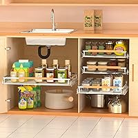 Vista 6 de Expandable Pull Out Drawer Cabinet Organizers, Heavy Duty Slide Out Storage Shelf for Home Kitchen Pantry Cupboard Pots Pans, Adjustable Width from