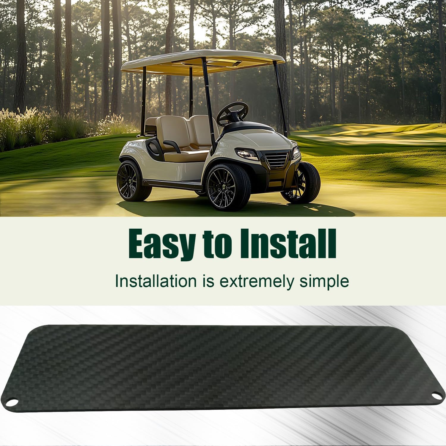 Carbon Fiber Golf Ball Holder Dash Cover Plate - Compatible with EZGO TXT PDS Electric Cart (36V & 48V)