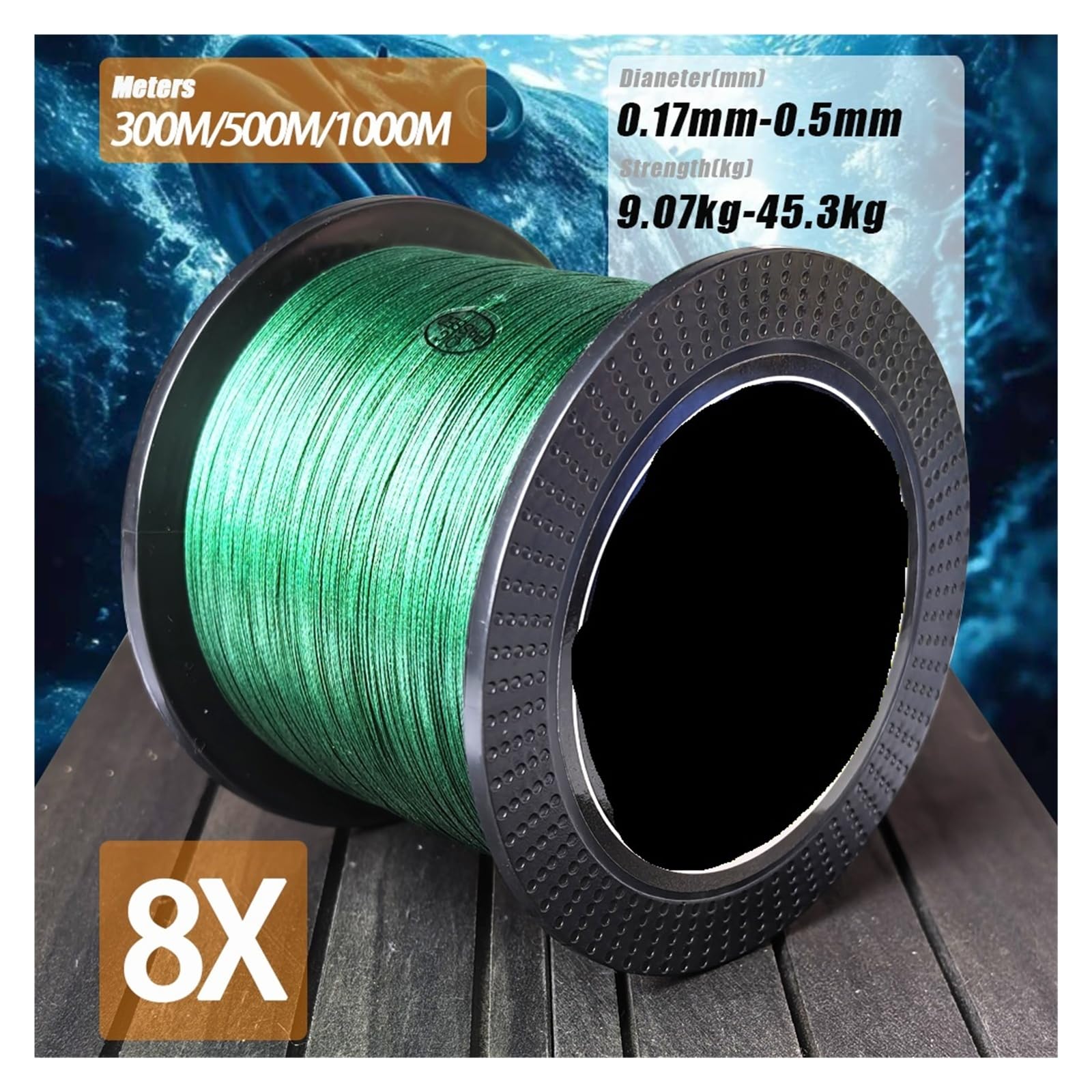 Lenza da pesca intrecciata, lenza multifilamento in PE X8 fili | Lunghezza 300M‑1000M, rating LB multipli