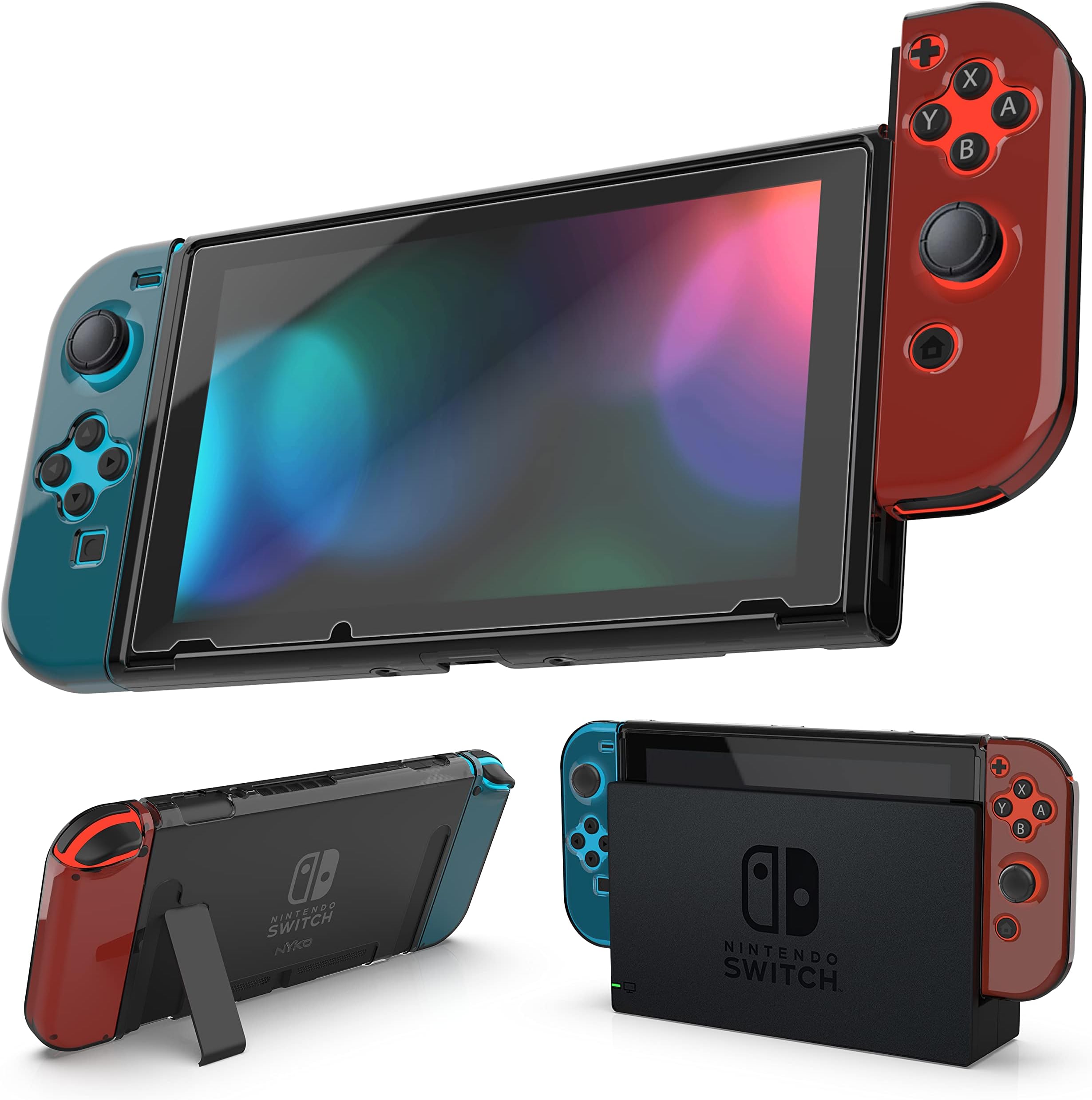 Nyko | Dockable, Thin Protective Hard Portable Travel Carry Shell Case with Tempered Glass Screen Protector for Nintendo Switch (Smoke)