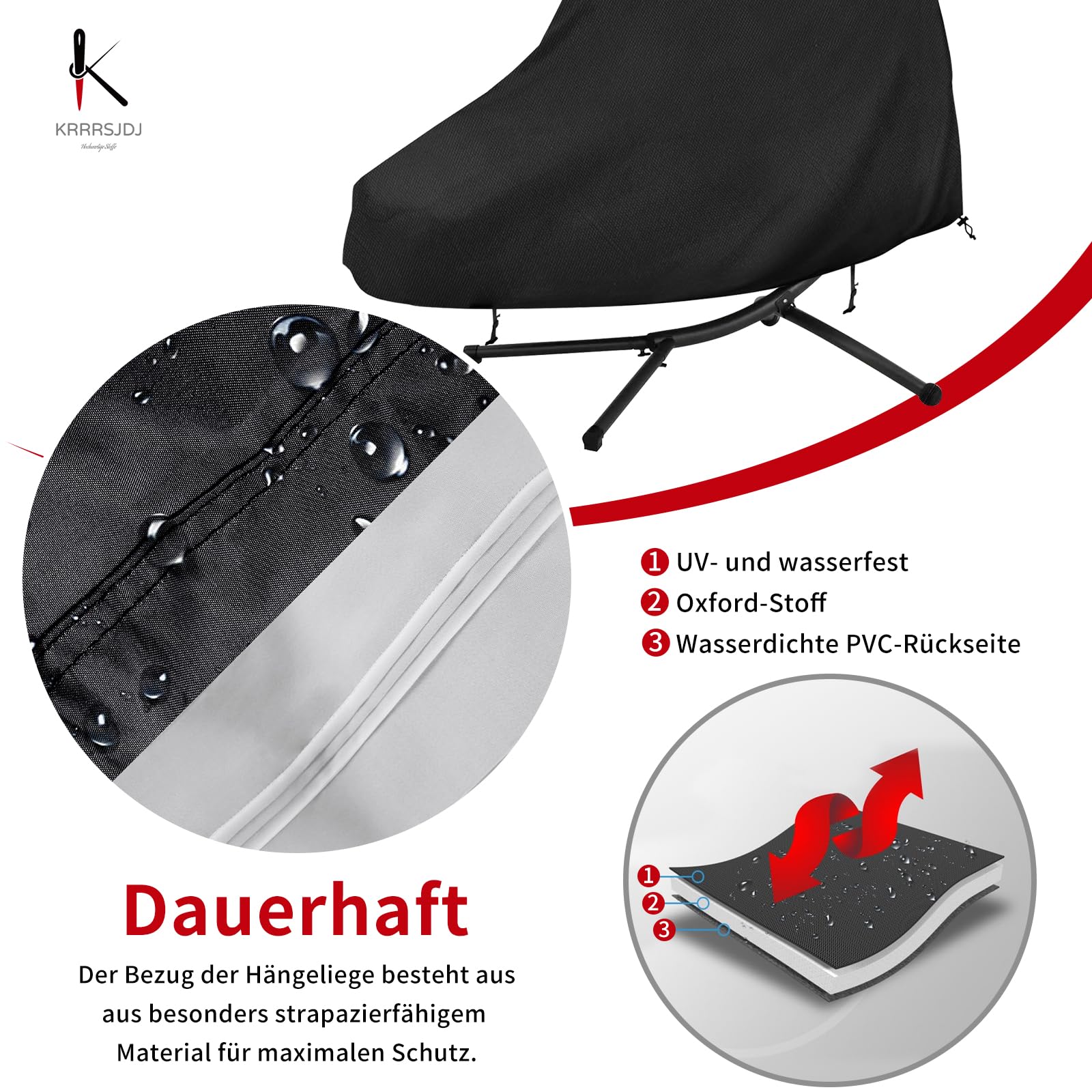 Housse Chaise Longue Suspendue Imperméables,Couverture Transat Suspendu Coupe Vent,Bache Transat Soleil Suspendue avec Cordon de Serrage,Tissu Oxford 420D Résistant (200 * 120 * 200cm,Noir)