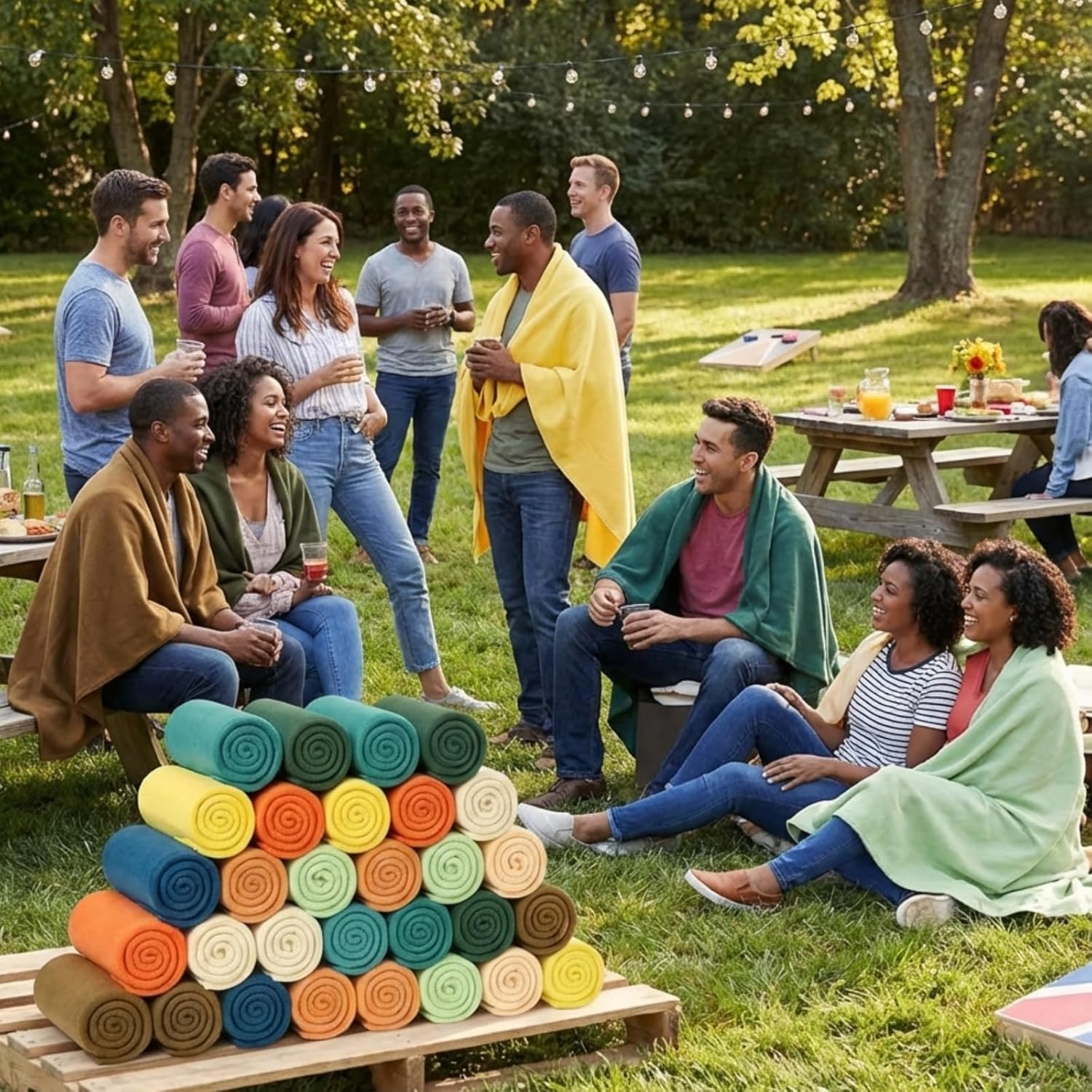 Kinlop 40 Packs Fleece Blanket Bulk 60 x 50 Inch Soft Lightweight Fleece Cozy Blanket Warm Throw Plush Pet Throw for Bed Couch Sofa Home Office Wedding Gifts Travel Camping(Multicolored,40 Packs) - Image 5