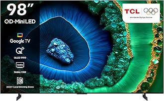 TCL television 98 Inch Smart TV 4K QD-Mini LED HDR Google TV, 3500nits, ONKYO 2.2.2ch, 144Hz VRR+240Hz DLG, Imax Enhanced, Ultra-slim Design 98C855- (2024 Model), Black