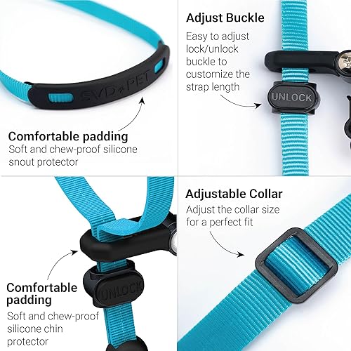 Miniatura 2 de SVD.PET Collar de cabeza de perro sin tirones para paseos más fáciles, protector a prueba de mordeduras para aumentar la comodidad, diseño simple,