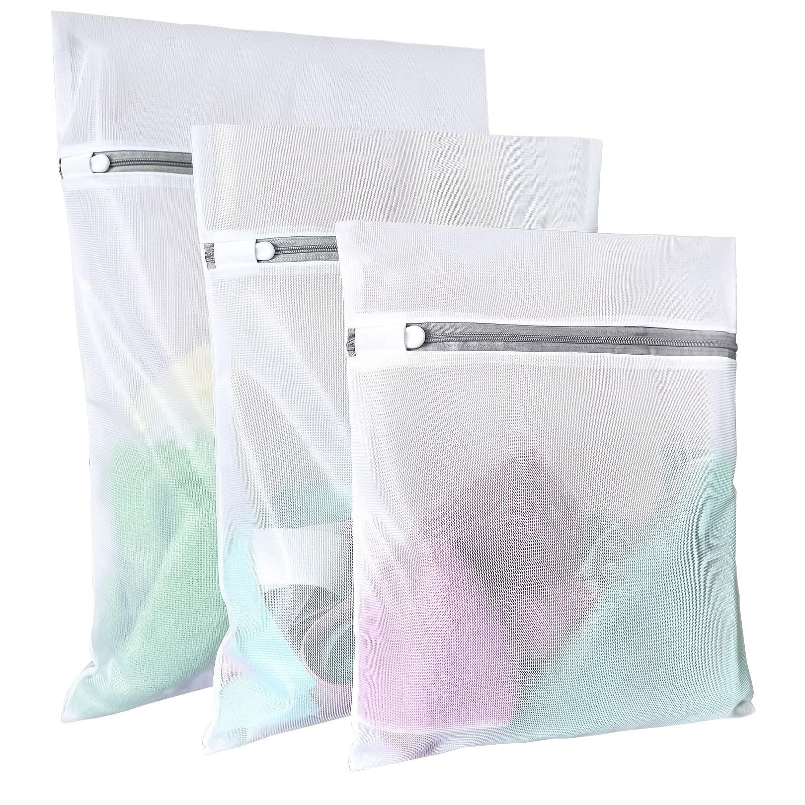 Heavy Duty Mesh Wash Laundry Bag- Pack of 3 Net Fabric Durable and Reusable Wash bag,Travel Organization Bag for Clothes,Jeans,Bath Towels,Bed Sheets (Medium)