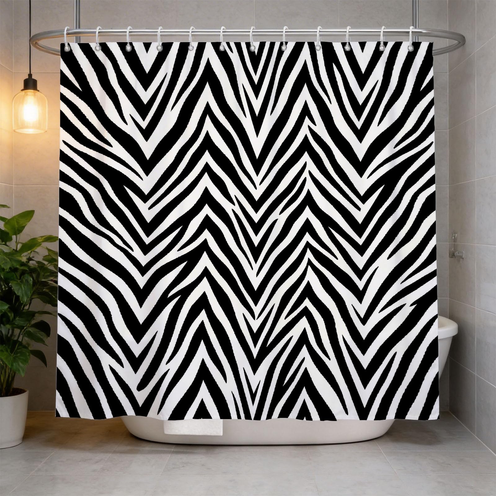 Hongduo 3D Zebra Print Shower Curtain for Stalls Bathtubs Cartoon Bathroom Decor Shower Curtain Set Polyester Fabric Waterproof 180x200cm/71X79 Inch with Hooks
