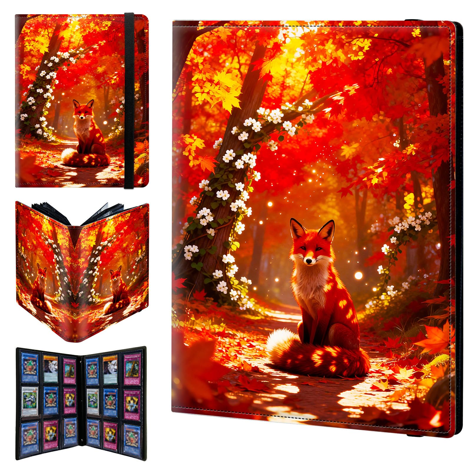 9 Pocket Trading Card Binder 720 Side Loading Pocket Album with Maple Forest Fox Pattern Design Card Binder for Sports Cards & Game Cards — image 1