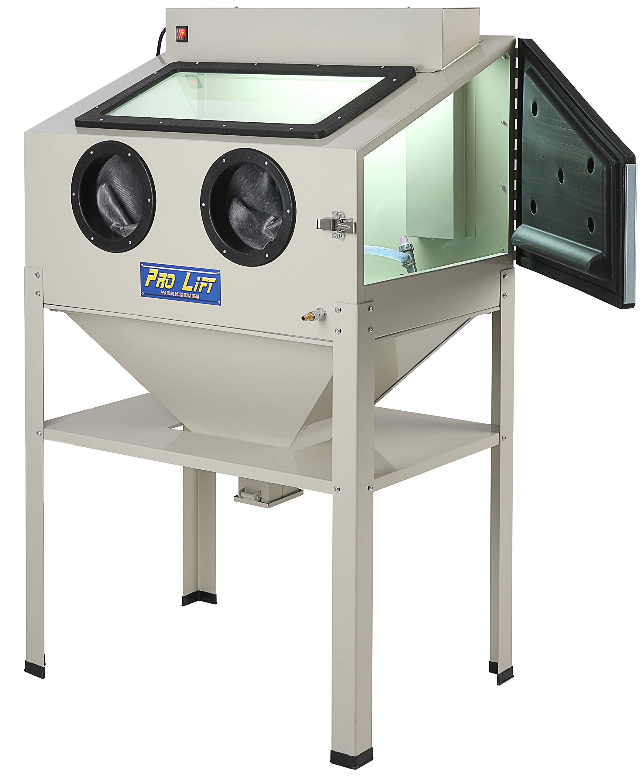 Máquina de chorro de arena de 220 l, cabina de chorro de arena, 220 litros, accesorios de iluminación industrial