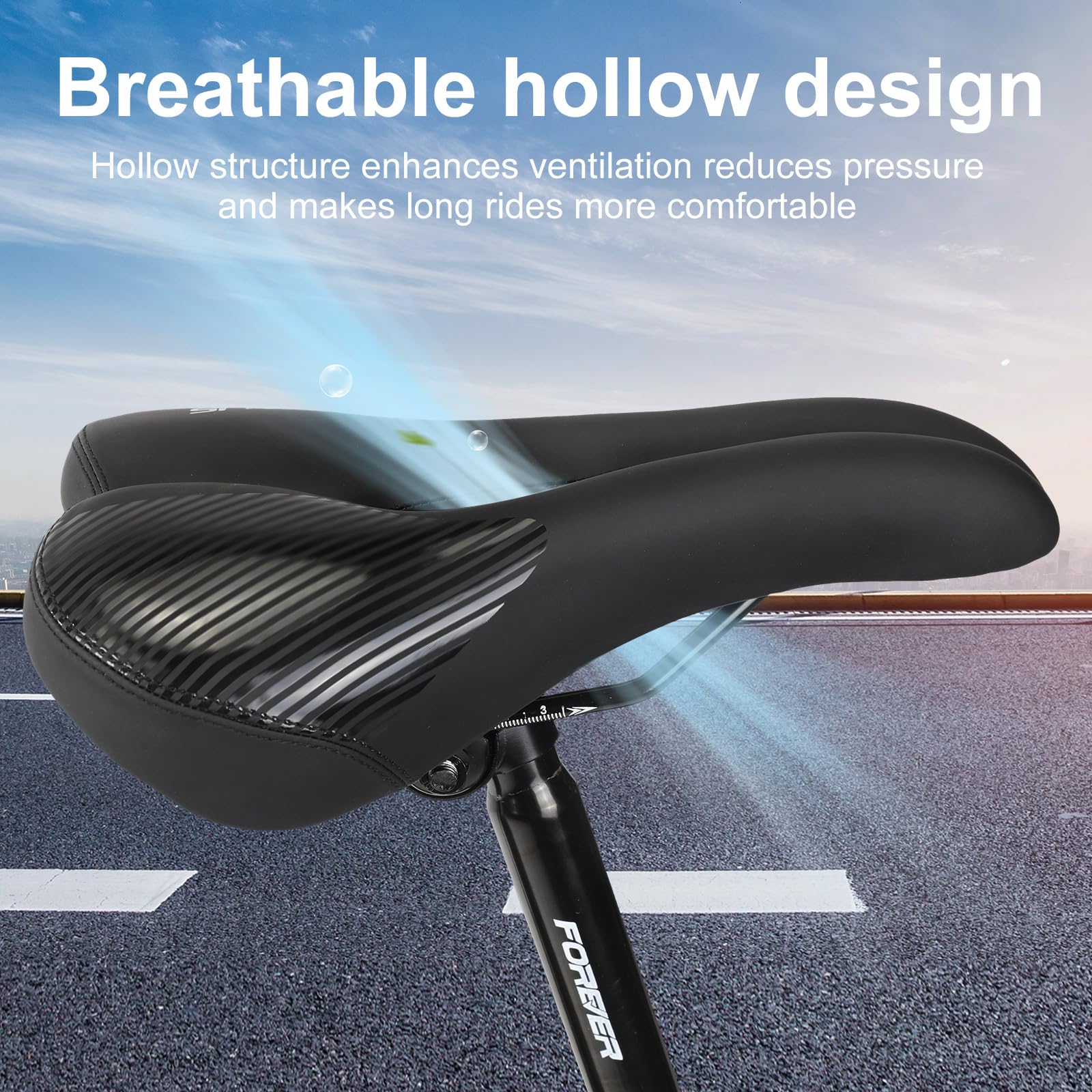 Fahrradsattel Herren Damen Bequem, Weicher Gel Memory Schaum Ergonomisch Fahrrad Sattel mit wasserdichte Abdeckung, Fahrradsitz Atmungsaktiv Stoßdämpfend für E-Bike MTB Rennrad Cityrad