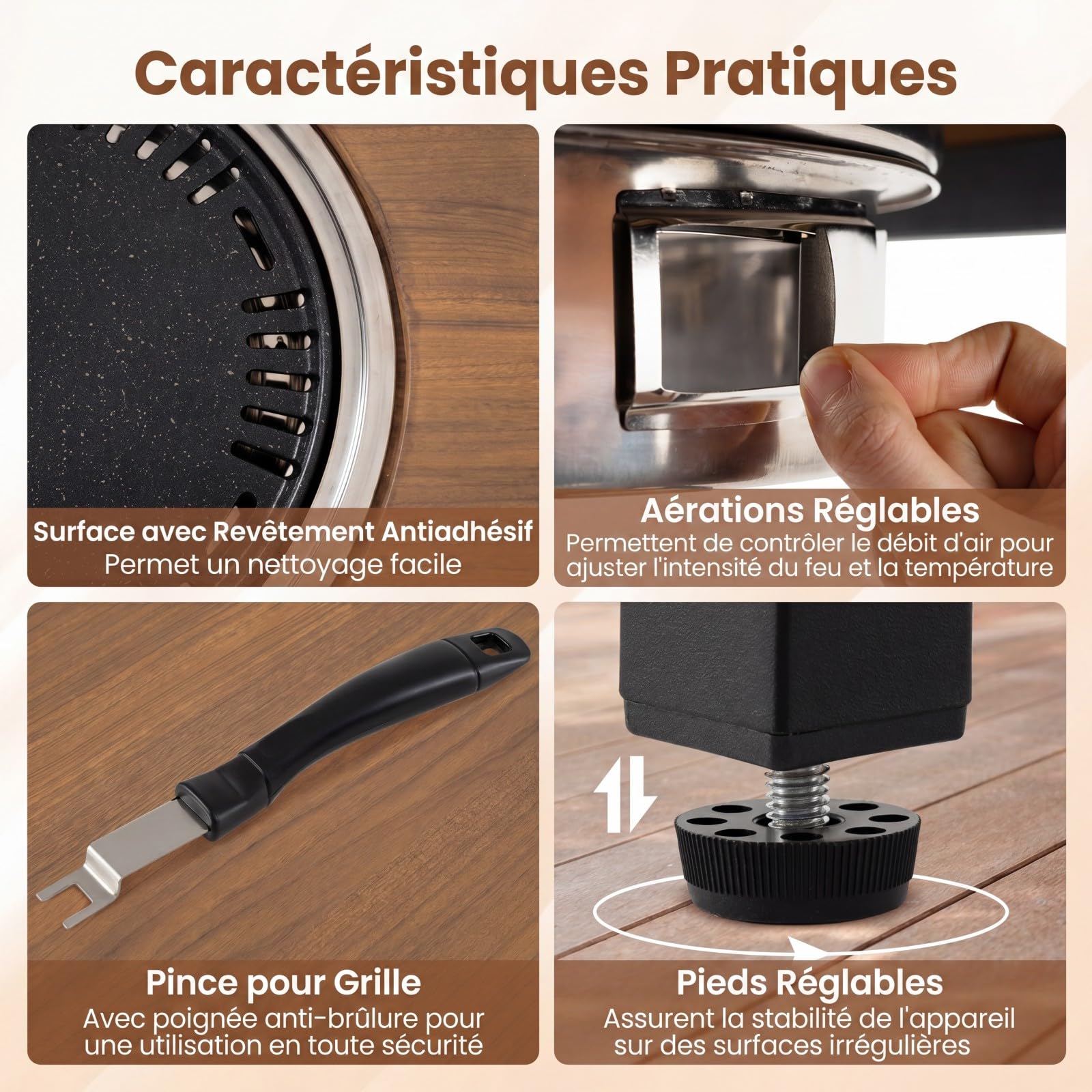 KOMFOTTEU Carrello Barbecue con Forno, Carrello Picnic a 3 Livelli, Piano Laterale Pieghevole, Griglie e Teglie, Carrellino con Ruote per Cucina in Terrazzo e Giardino, 94,5 x 75 x 78,5 cm
