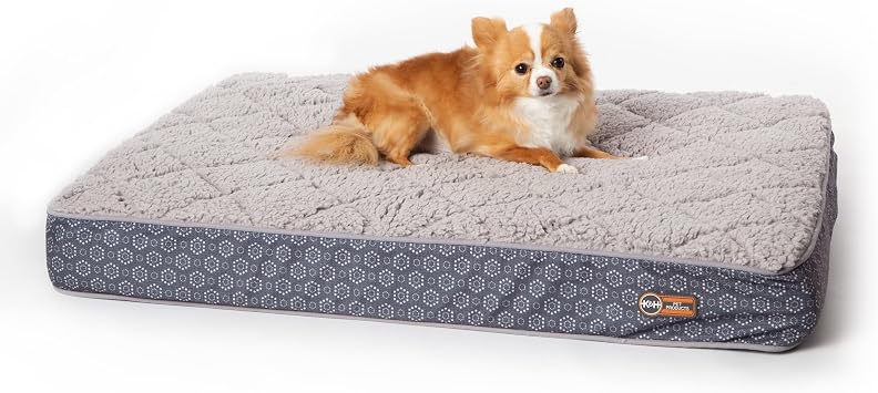 K&H Pet Products Quilt-Top Superior Orthopedic Bed Gray/Geo Flower Small 27 X 36 Inches