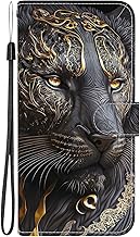 Case for Samsung Galaxy A17 5G/4G, PU Leather Wallet Case Cover Magnetic Protective Flip Stand Pouch with Card Holder Flip Case Cover Black Gold Lion