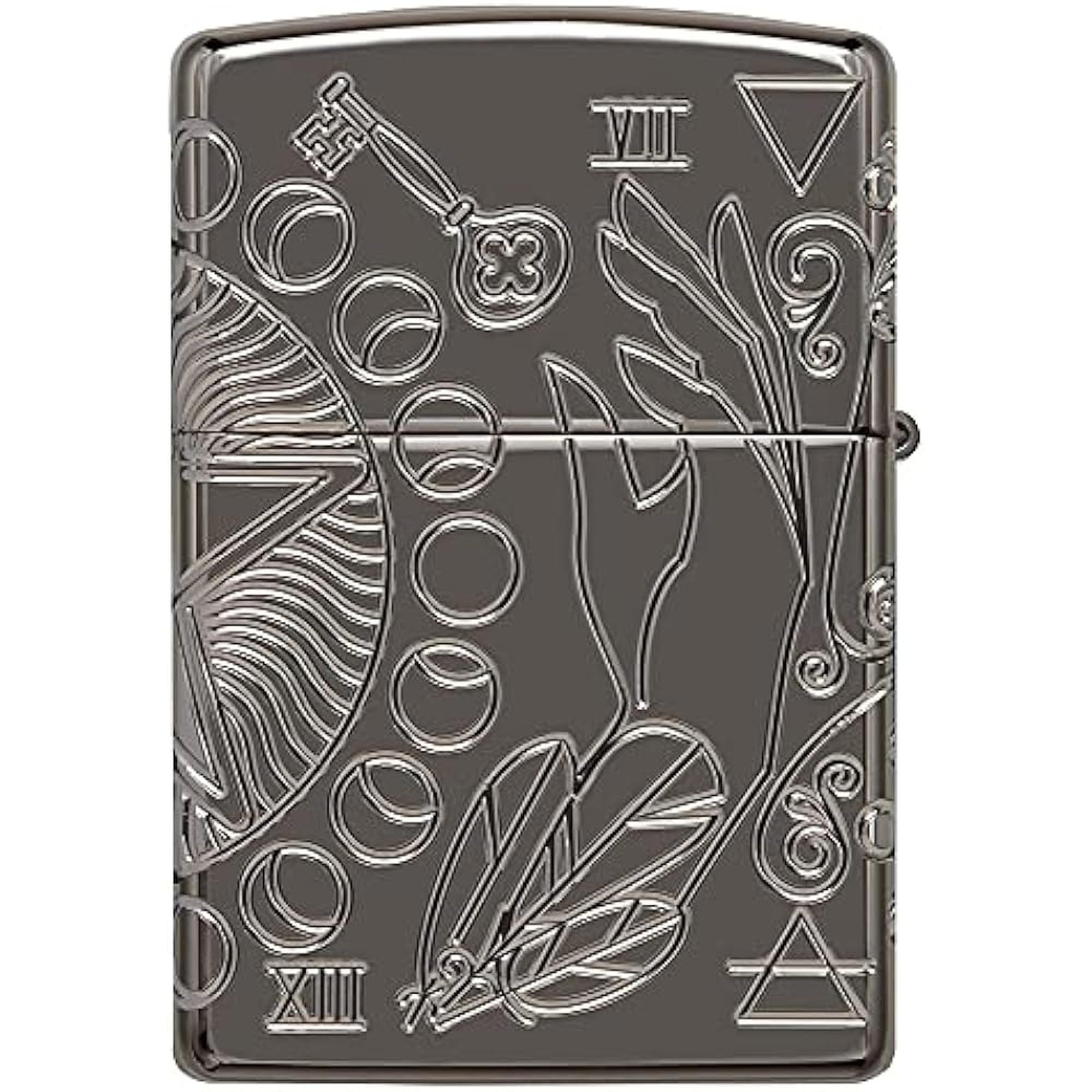 Zippo Briquet Tempête - Design Wicca, Multi Cut - Finition Armor Noir Poli Brillant - Rechargeable - Réutilisable - Design Coupe-Vent - Coffret Cadeau Fabriqué aux États-Unis