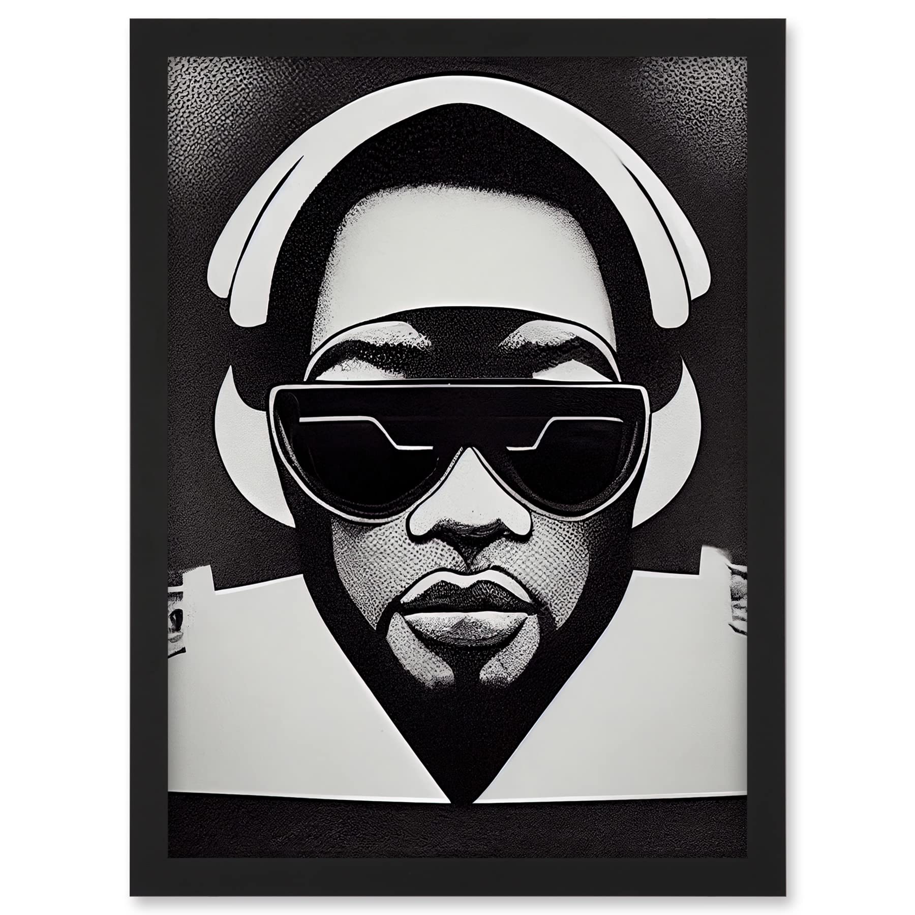 Wee Blue Coo Hip Hop Black Artist Music DJ Monochrome Music Musician Artwork Framed A3 Wall Art Print