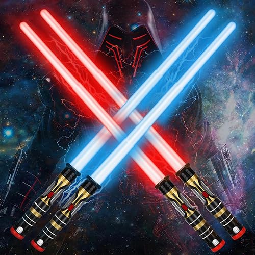 TOY Life Sable iluminado paquete de 4 sables iluminados espada láser telescópica extensible y plegable juego de espadas de luz LED con sonido FX