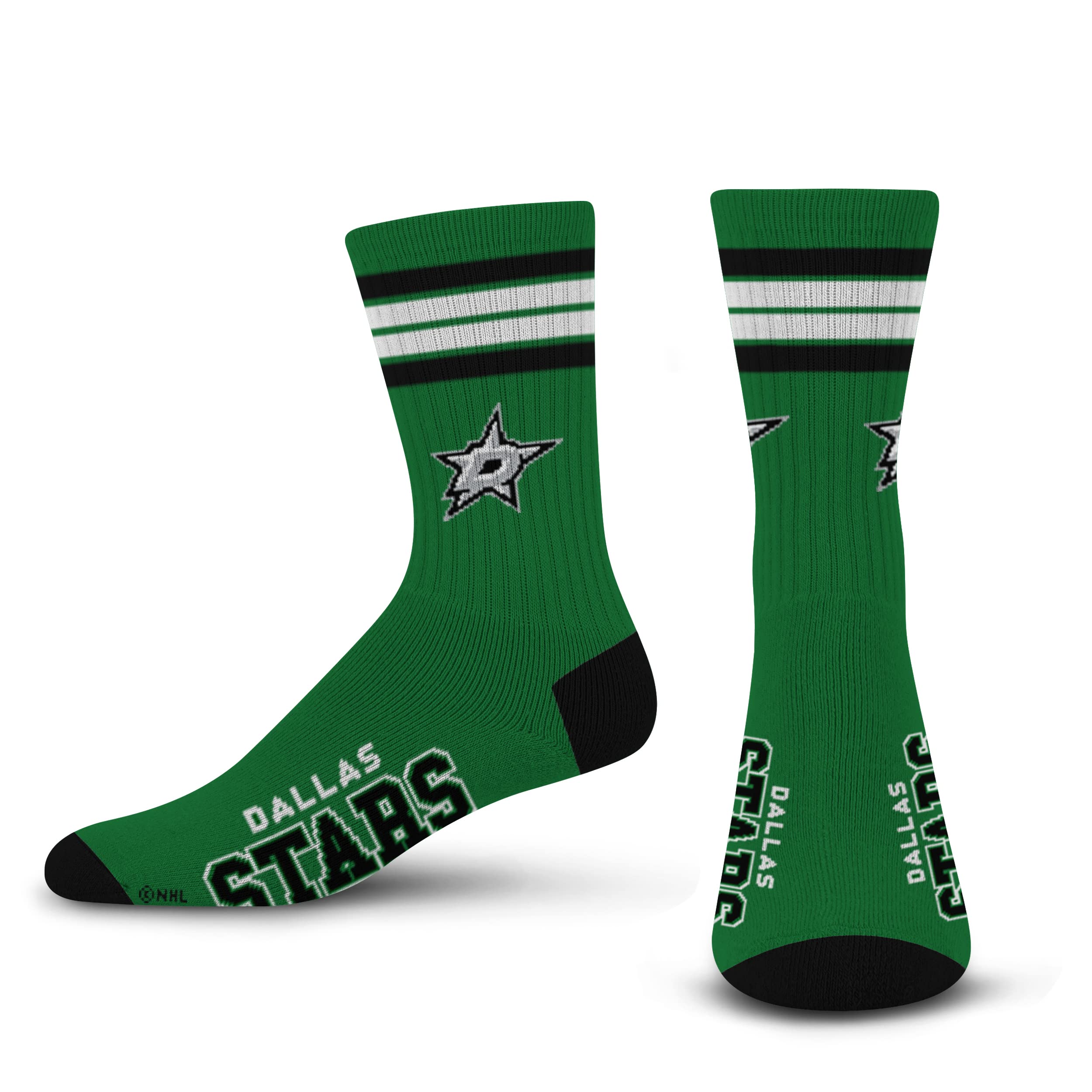For Bare Feet Unisex's 4 Stripe Deuce Crew NHL Sock, Team Color, L — image 1