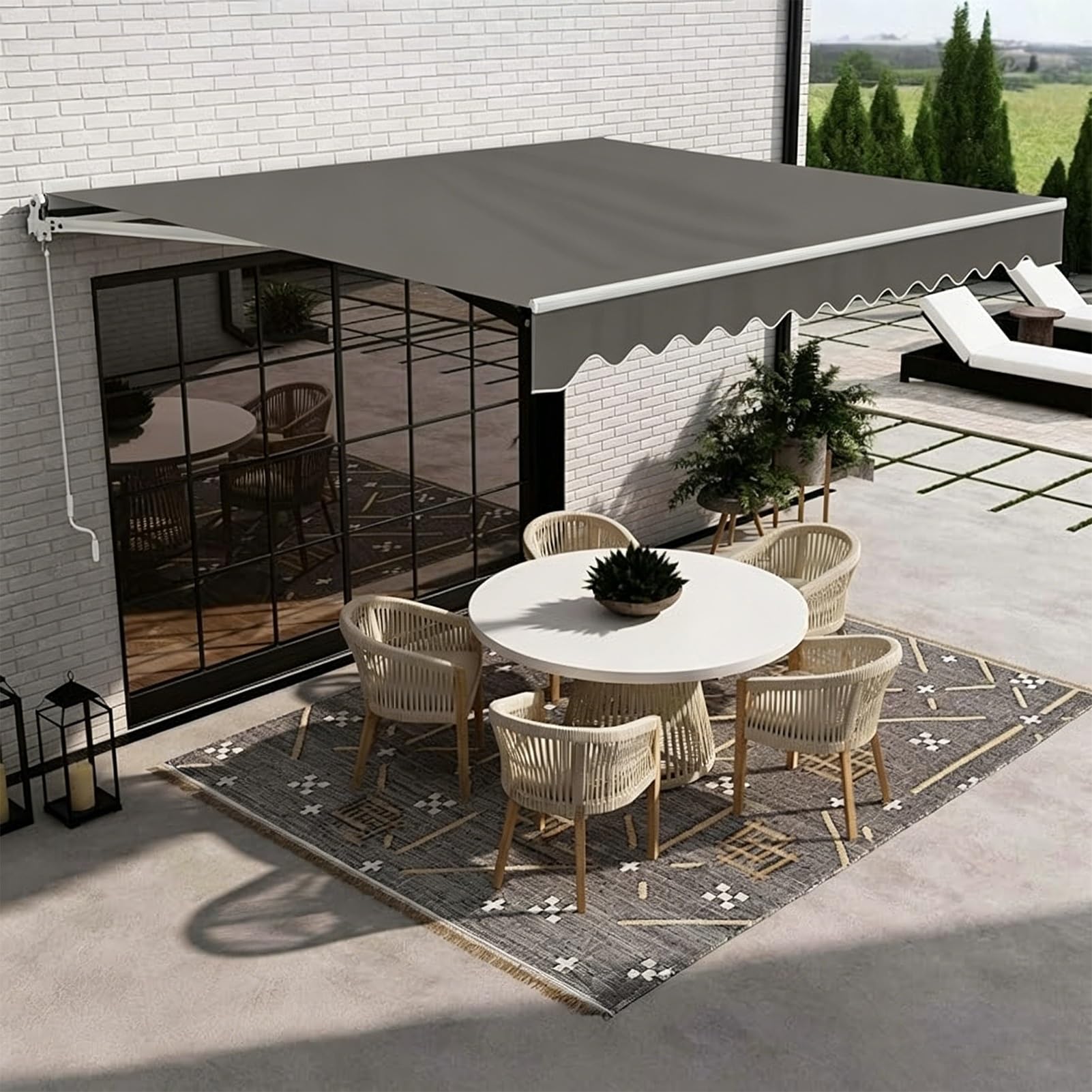 Tenda da Sole per Giardino Patio Telo di Ricambio Retrattile in Poliestere