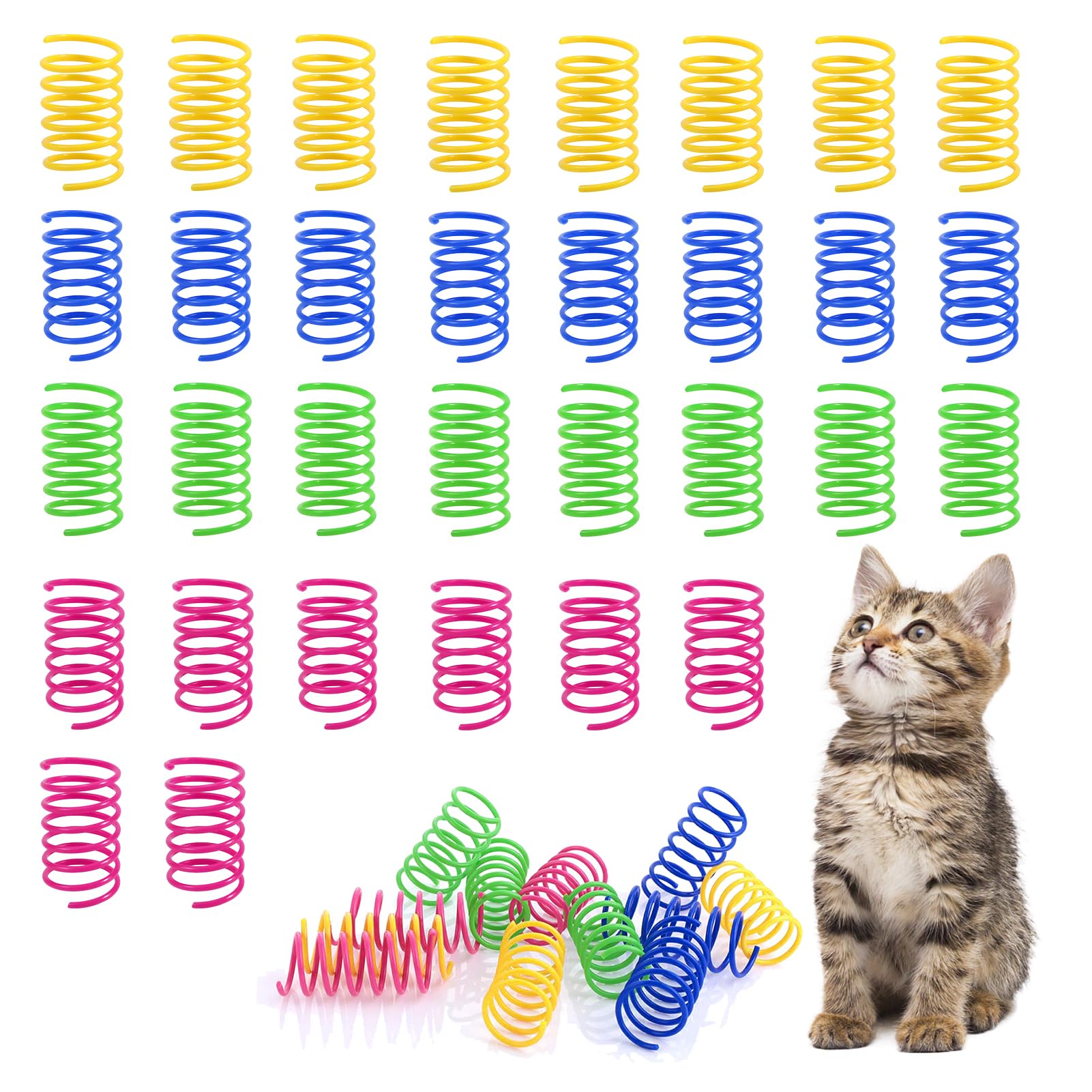 Muelle Gato Juguete 32 Piezas Juego De Juguetes De Resorte Para Gatos Juguete Interactivo Para Gatitos Muelles En Espiral De PláStico Juguetes Para Gatos Para El Boxeo De Gatitos Mordiscos Caza