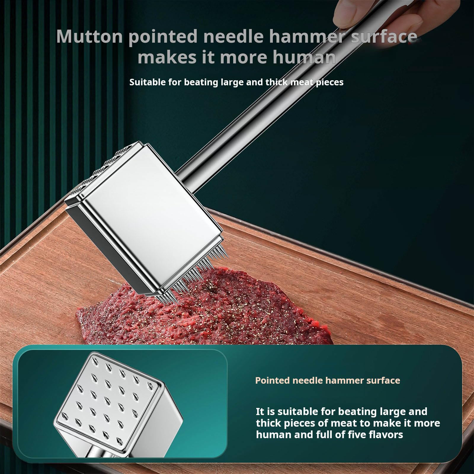 Mehrzweck Fleischklopfer aus Edelstahl 316 Zerkleinern von Steak, Rindfleisch und Nüssen, Fleischhämmer mit ergonomischem, Küchenklopfer