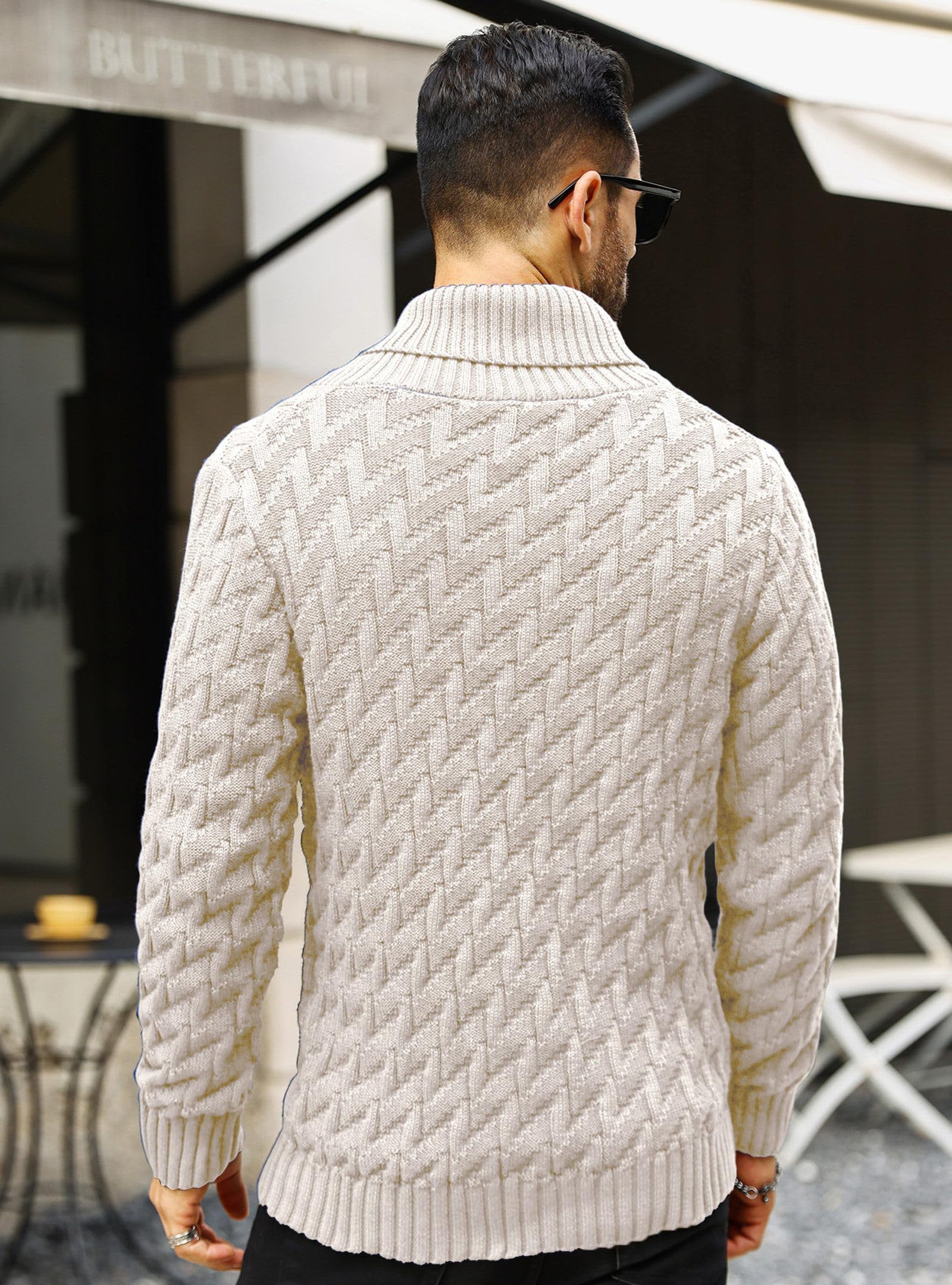 Zaitun Herren Strickpullover Rollkragenpullover mit Knöpfen Warm Langarm Pullover Freizeit Winterpullover
