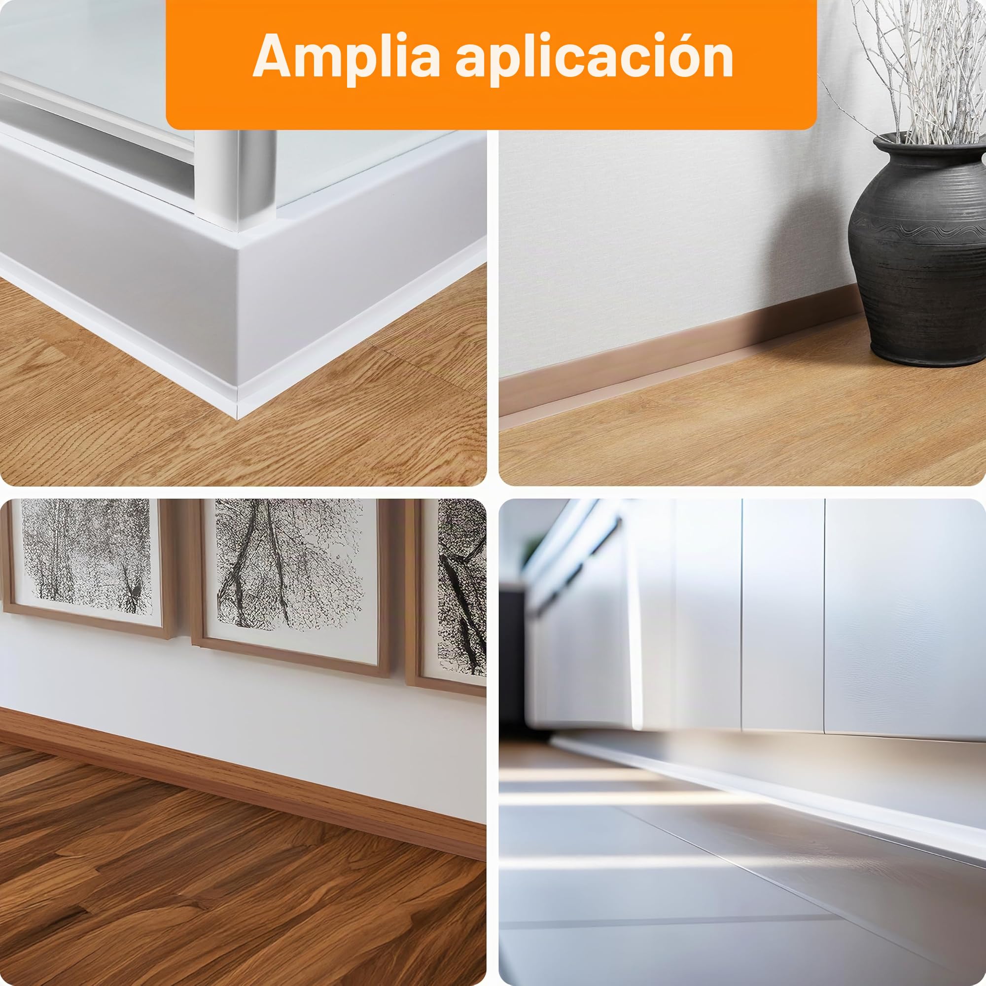 Quest Rodapiés Flexible Autoadhesivo, Rodapié de PVC - 32 mm x 23 mm - Moldura flexible, Listón doblable para interiores, pared, suelo – hermético, decorativo (Blanco, 5m)