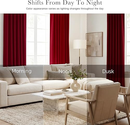 Miniatura 29 de PONY DANCE - Cortinas opacas aisladas térmicamente, set de 2 cortinas opacas con bolsillo para barra / pestaña trasera, paneles de cortinas opacas,