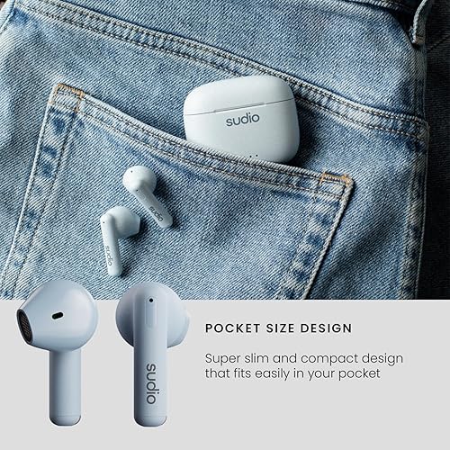 Miniatura 7 de Sudio Auriculares inalámbricos A1 Bluetooth 5.3 con control táctil con estuche de carga inalámbrica, compacto IPX4, impermeable, con micrófono