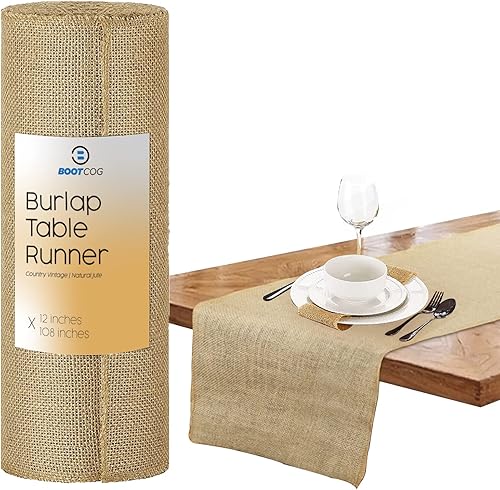 BOOTCOG 10 caminos de mesa de arpillera de 12 x 108 pulgadas no desordenados sin olor perfecto para decoración rústica del hogar bodas casas de