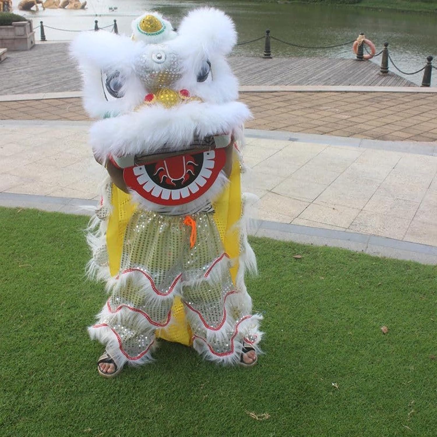 Lion Dance Mascot Costume 35 cm Traditional Chinese Lion Dance Costume for Shows Parties and Festivals