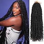 ZRQ Butterfly Locs Crochet Hair 24 Inch 2Packs Distressed Butterfly Faux Locs With Curly Ends Pre Looped Butterfly Twist Natural Black Goddess Locs Hair Extensions for Women (24 Inch, 1B)