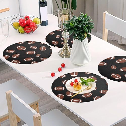 Miniatura 6 de Brown American Footballs Dining Room Table Placemats, Non Slip Washable Round Place Mats for Kitchen Table one sizex1