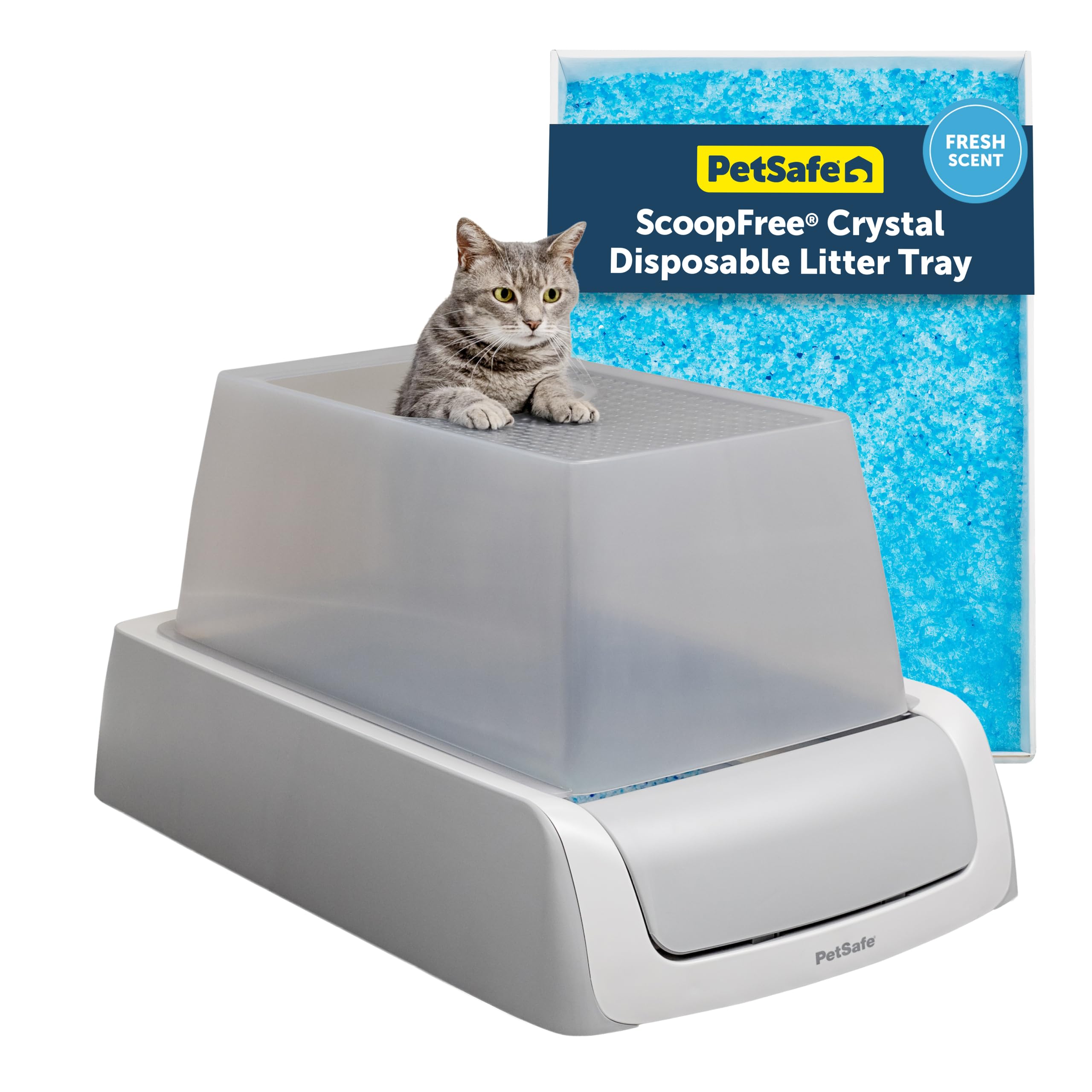 PetSafe ScoopFree Crystal Pro Legacy Self-Cleaning Automatic Litter Box - Top-Entry Motion-Sensing Cat Box with Integrated Health Counter - Includes 1 Disposable Crystal Litter Tray