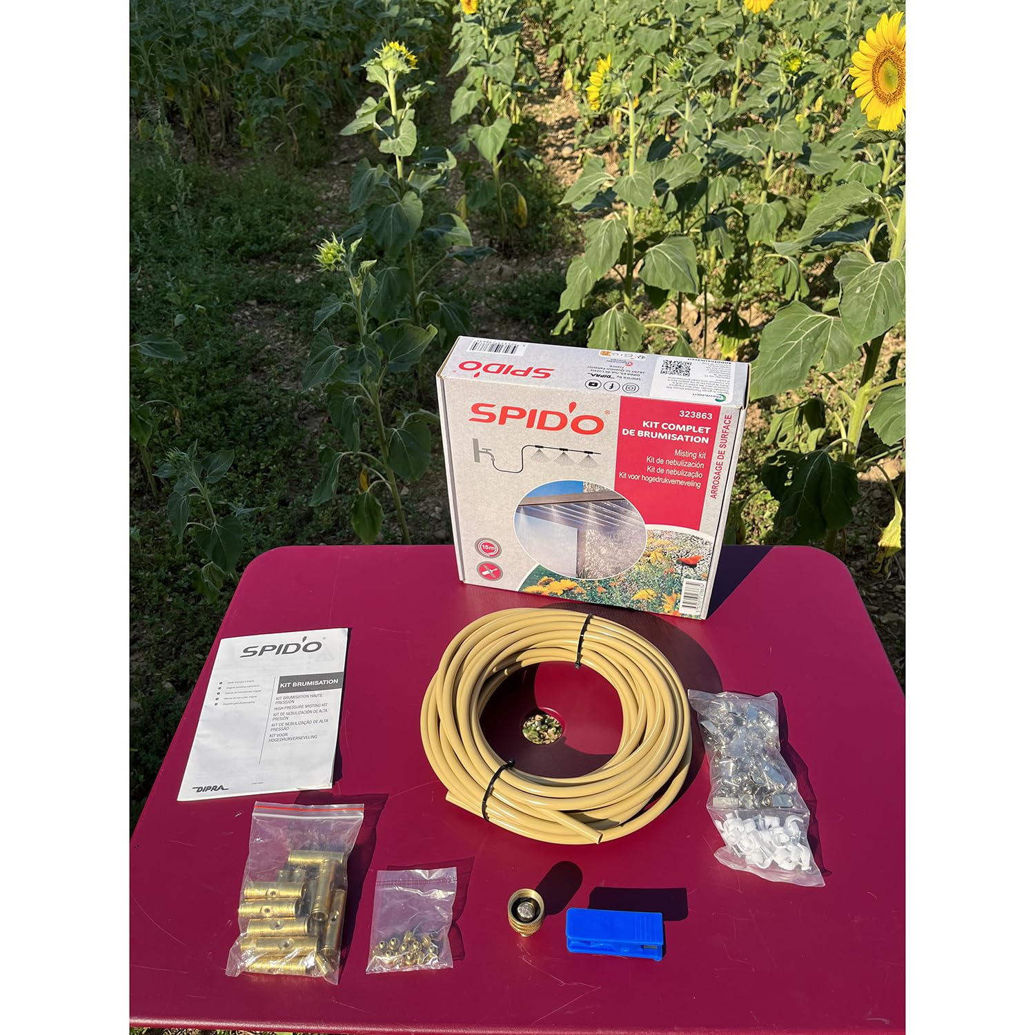 Spid'O Kit Complet de brumisation 15 m - Système de rafraîchissement extérieur pour terrasse, pergola et Jardin